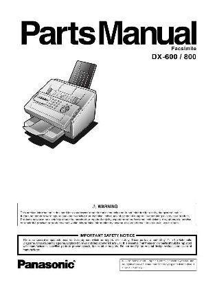 Сервисная инструкция Panasonic DX-600, DX-800 Parts Manual ― Manual-Shop.ru