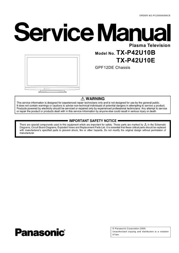 Service Manual Panasonic Tx P42u10b Tx P42u10e Gpf12de Manual