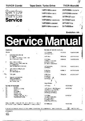Сервисная инструкция Philips 14PV182, 14PV183, 14PV184, 14PV284, 20PV184, 21PV288, 37TR127, 51TR427, 37TVB11, 51TVB30 (MONO 98) ― Manual-Shop.ru