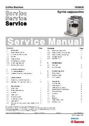 Сервисная инструкция Philips HD-8838 SAECO SYNTIA CAPPUCCINO ― Manual-Shop.ru