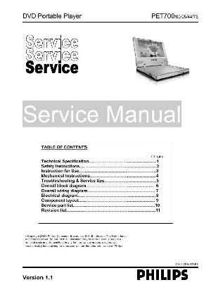 Сервисная инструкция Philips PET-700 ― Manual-Shop.ru