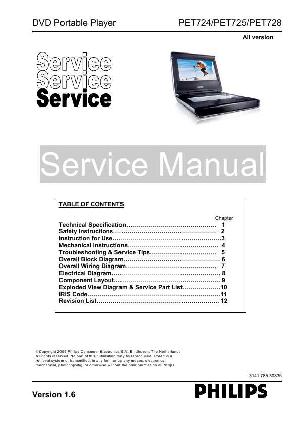 Сервисная инструкция Philips PET-724, PET-725, PET-728 ― Manual-Shop.ru
