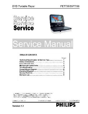 Сервисная инструкция Philips PET-736 ― Manual-Shop.ru