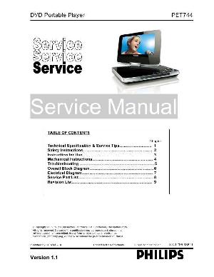 Сервисная инструкция Philips PET-744 ― Manual-Shop.ru