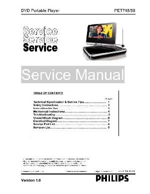 Сервисная инструкция Philips PET-748 ― Manual-Shop.ru