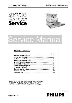 Сервисная инструкция Philips PET-805, PET-810 ― Manual-Shop.ru