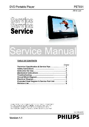 Сервисная инструкция Philips PET-831 ― Manual-Shop.ru