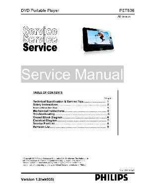 Сервисная инструкция Philips PET-836 ― Manual-Shop.ru