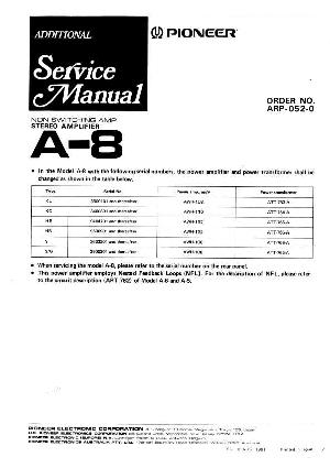 Сервисная инструкция Pioneer A-8 ― Manual-Shop.ru