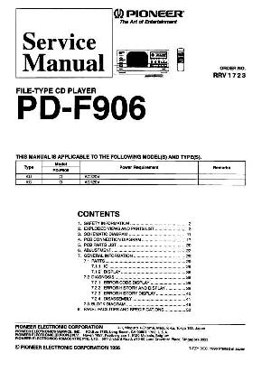 Сервисная инструкция Pioneer PD-F906 ― Manual-Shop.ru