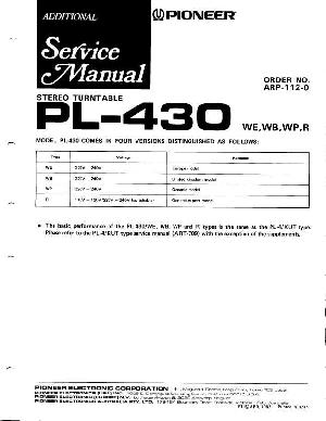 Service manual Pioneer PL-430 ― Manual-Shop.ru