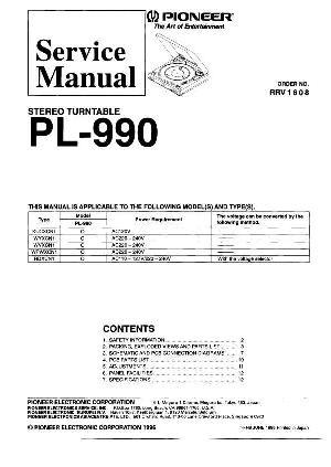 Сервисная инструкция Pioneer PL-990 ― Manual-Shop.ru