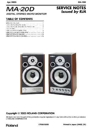 Сервисная инструкция Roland MA-20D ― Manual-Shop.ru