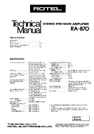 Сервисная инструкция Rotel RA-870 ― Manual-Shop.ru