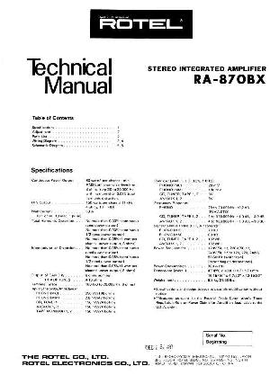 Сервисная инструкция Rotel RA-870BX ― Manual-Shop.ru