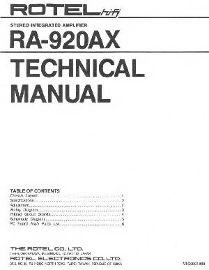 Сервисная инструкция Rotel RA-920AX ― Manual-Shop.ru