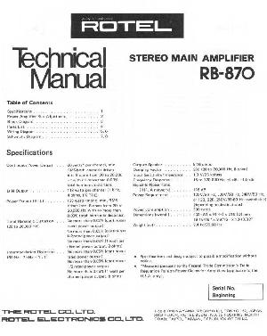 Сервисная инструкция Rotel RB-870  ― Manual-Shop.ru