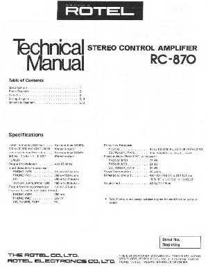 Сервисная инструкция Rotel RC-870 ― Manual-Shop.ru