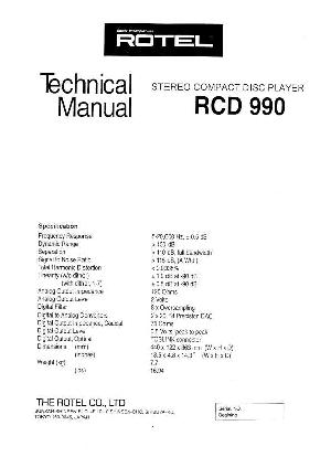 Сервисная инструкция Rotel RCD-990 ― Manual-Shop.ru