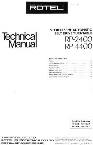 Сервисная инструкция Rotel RP-2400, RP-4400 ― Manual-Shop.ru