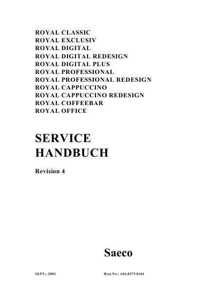 Service manual Saeco ROYAL-CAPPUCCINO 