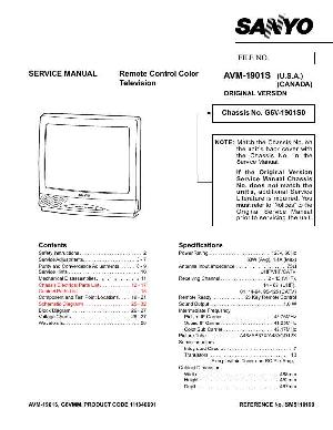 Сервисная инструкция SANYO AVM-1901S ― Manual-Shop.ru