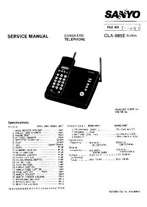 Сервисная инструкция Sanyo CLA-985 ― Manual-Shop.ru