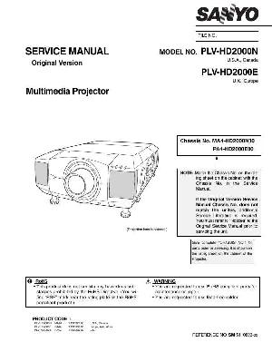 Сервисная инструкция Sanyo PLV-HD2000N, PLC-HD2000E ― Manual-Shop.ru