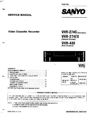 Сервисная инструкция Sanyo VHR-274EX, VHR-430 ― Manual-Shop.ru