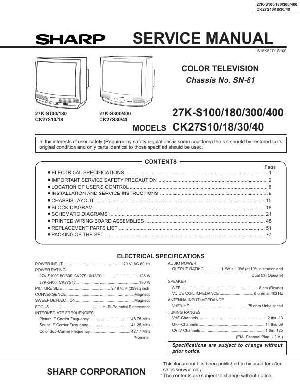 Сервисная инструкция Sharp 27K-S100, 27K-S180, 27K-S300, 27K-S400, CK27S10, CK27S18, CK27S30, CK27S40 ― Manual-Shop.ru