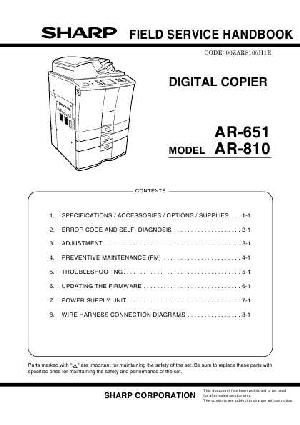 Сервисная инструкция Sharp AR-651, 810 FIELD SERVICE ― Manual-Shop.ru