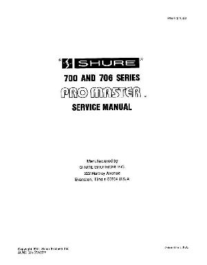Сервисная инструкция SHURE 700, 706 PRO-MASTER ― Manual-Shop.ru