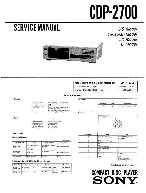 Сервисная инструкция Sony CDP-2700 ― Manual-Shop.ru
