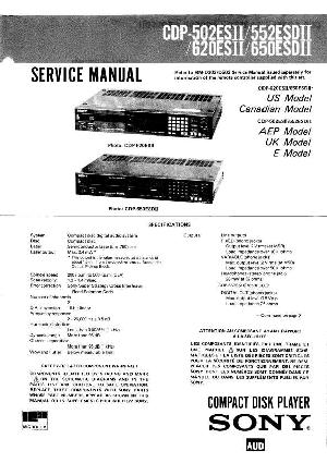 Сервисная инструкция Sony CDP-502ESII, CDP-552ESDII, CDP-620ESII, CDP-650ESDII ― Manual-Shop.ru