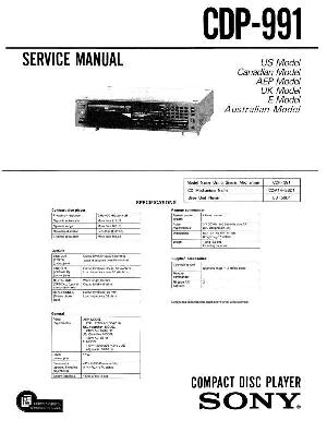 Сервисная инструкция Sony CDP-991 ― Manual-Shop.ru