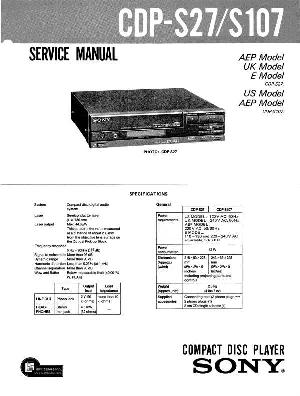 Сервисная инструкция Sony CDP-S27, CDP-S107  ― Manual-Shop.ru