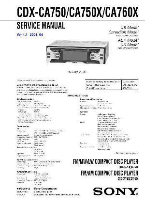 Сервисная инструкция Sony CDX-CA750, CDX-CA750X, CDX-CA760X ― Manual-Shop.ru