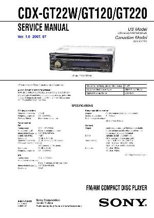 Сервисная инструкция Sony CDX-GT22W, CDX-GT120, CDX-GT220 ― Manual-Shop.ru
