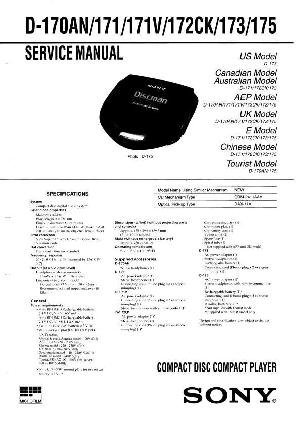 Сервисная инструкция Sony D-170AN, D-171, D-171V, D-172CK, D-173, D-175  ― Manual-Shop.ru