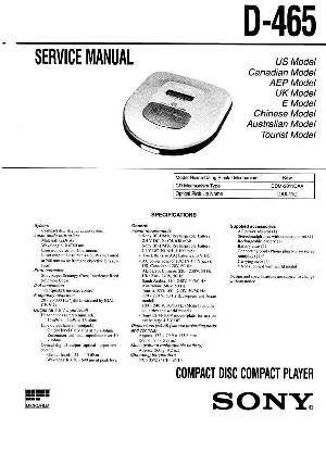 Сервисная инструкция Sony D-465  ― Manual-Shop.ru