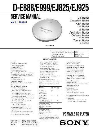 Сервисная инструкция Sony D-E888, D-E999, D-EJ825, D-EJ925 ― Manual-Shop.ru