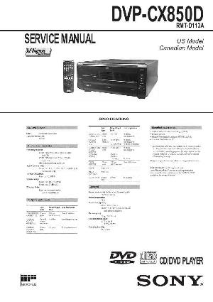 Сервисная инструкция Sony DVP-CX850D ― Manual-Shop.ru