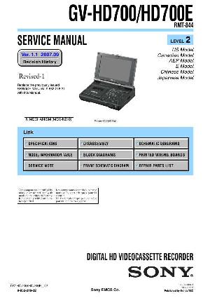 Сервисная инструкция Sony GV-HD700, GV-HD700E, Level 2 ― Manual-Shop.ru
