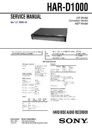 Сервисная инструкция Sony HAR-D1000 ― Manual-Shop.ru