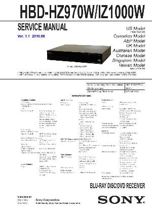 Сервисная инструкция Sony HBD-HZ970W, HBD-IZ1000W ― Manual-Shop.ru