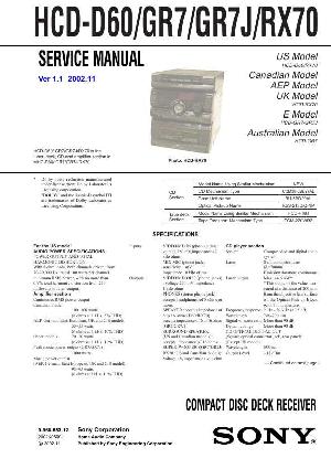 Сервисная инструкция Sony HCD-D60, HCD-GR7, HCD-GR7J, HCD-RX70  ― Manual-Shop.ru