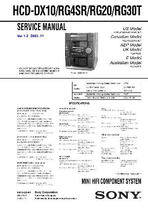 Сервисная инструкция Sony HCD-DX10, HCD-RG4SR, HCD-RG20, HCD-RG30T (MHC-DX10, MHC-RG4SR, MHCRG20, MHC-RG30T) ― Manual-Shop.ru