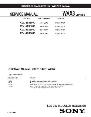 Сервисная инструкция Sony KDL-26S3000, KDL-32S3000, KDL-40S3000, KDL-46S3000, WAX3  ― Manual-Shop.ru