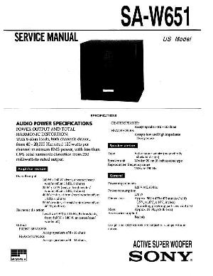 Сервисная инструкция Sony SA-W651 ― Manual-Shop.ru