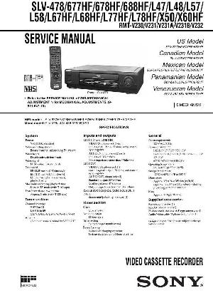 Сервисная инструкция Sony SLV-478, SLV-677HF, SLV-678HF, SLV-688HF, SLV-L47, SLV-L48, SLV-L57, SLV-L58, SLV-L67HF, SLV-L68HF, SLV-L77H, SLV-L78HF, SLV-X50, SLV-X60HF ― Manual-Shop.ru